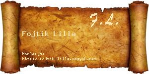 Fojtik Lilla névjegykártya